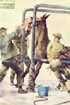 Click to enlarge; Joseph Hirsch, Treating a Mule, Italy. Soldiers of the Veterinary Corps giving an unwilling mule a mineral oil laxative.